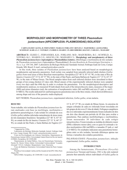 (Apicomplexa: Plasmodiidae) Isolates*