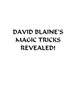 David Blaine's Magic Revealed