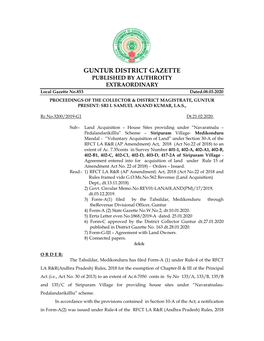 Guntur Distri Guntur District Gazette