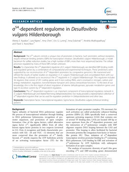 Σ54-Dependent Regulome in Desulfovibrio Vulgaris Hildenborough Alexey E