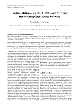 Implementation of an IEC 61850-Based Metering Device Using Open-Source Software
