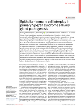 Epithelial–Immune Cell Interplay in Primary Sjögren Syndrome Salivary Gland Pathogenesis