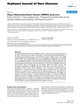 Mayer-Rokitansky-Küster-Hauser (MRKH) Syndrome