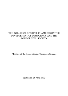 The Influence of Upper Chambers on the Development of Democracy and the Role of Civil Society