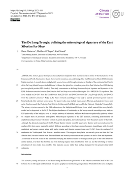 Defining the Mineralogical Signature of the East Siberian Ice Sheet