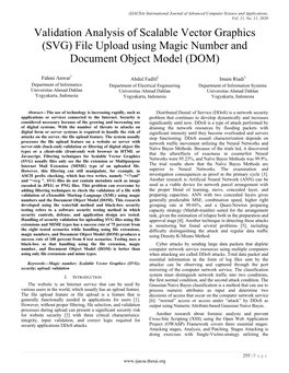 Validation Analysis of Scalable Vector Graphics (SVG) File Upload Using Magic Number and Document Object Model (DOM)