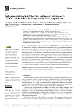 Probiogenomics of Lactobacillus Delbrueckii Subsp. Lactis CIDCA 133: in Silico, in Vitro, and in Vivo Approaches