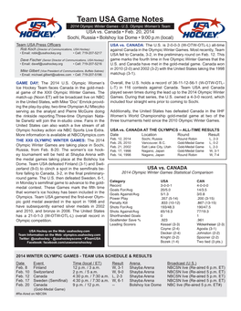 Oly Women Game Notes.Indd