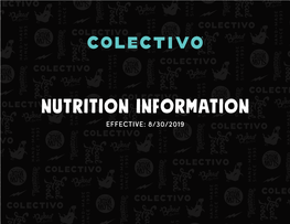 NUTRITION INFORMATION EFFECTIVE: 8/30/2019 Troubadour Nutritional Information Bakery Nutrition