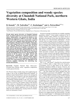 Vegetation Composition and Woody Species Diversity at Chandoli National Park, Northern Western Ghats, India