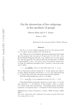 On the Intersection of Free Subgroups in Free Products of Groups