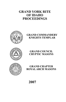 Grand York Rite of Idaho Proceedings