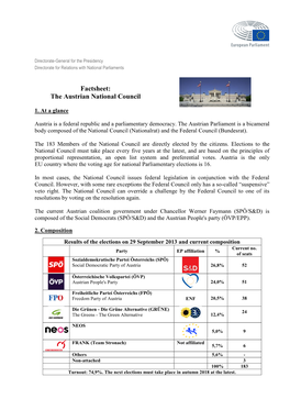 Factsheet: the Austrian National Council