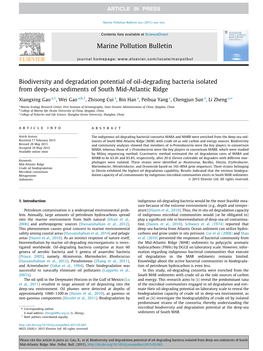 Biodiversity and Degradation Potential of Oil-Degrading Bacteria Isolated from Deep-Sea Sediments of South Mid-Atlantic Ridge