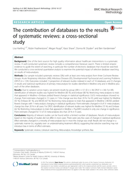 The Contribution of Databases to the Results of Systematic Reviews