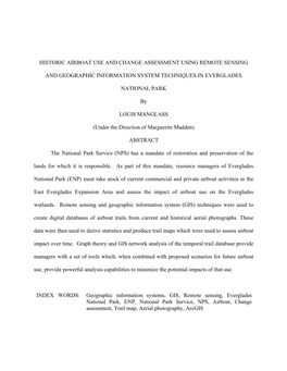 Historic Airboat Use and Change Assessment Using Remote Sensing