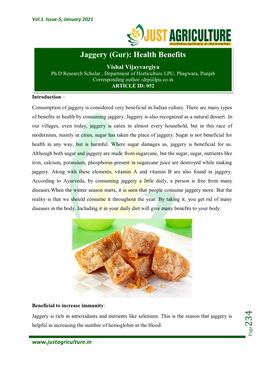 Jaggery (Gur): Health Benefits