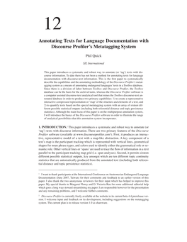 Annotating Texts for Language Documentation with Discourse Profiler’S Metatagging System