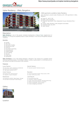 Upkar Residency - Ullalu, Bangalore 2 BHK Apartments Available at Upkar Residency Upkar Developers Presents Upkar Residency with 2 BHK Apartments in Ullalu, Bangalore