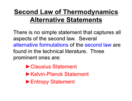 Second Law of Thermodynamics Alternative Statements