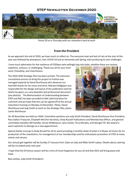 STEP Newsletter December 2020 from the President