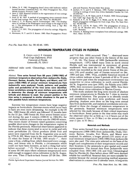 Minimum Temperature Cycles in Florida