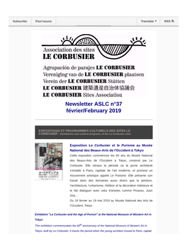 Newsletter ASLC N°37 Février/February 2019