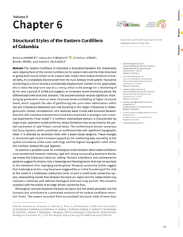 Structural Styles of the Eastern Cordillera of Colombia