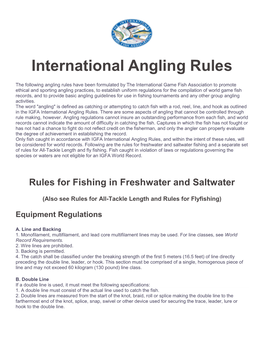 IGFA International Angling Rules