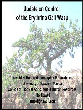 Update on Control of the Erythrina Gall Wasp