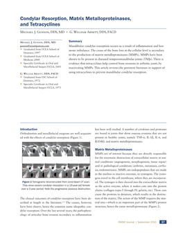 Condylar Resorption, Matrix Metalloproteinases, and Tetracyclines