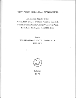 Northwest Botanical Manuscripts.Pdf (6.428Mb)