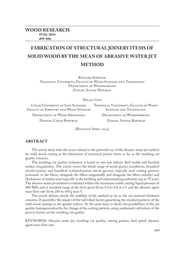 Wood Research Fabrication of Structural Joinery Items