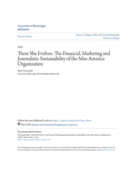 The Financial, Marketing and Journalistic Sustainability of the Miss America Organization