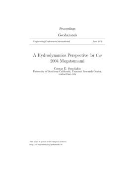 A Hydrodynamics Perspective for the 2004 Megatsunami