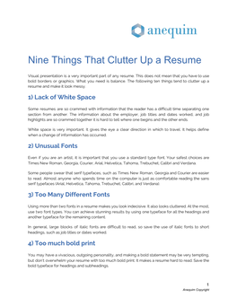 Nine Things That Clutter up a Resume