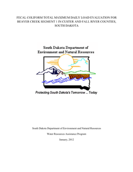 Beaver Creek Fecal Coliform Total Maximum Daily Load January 2012