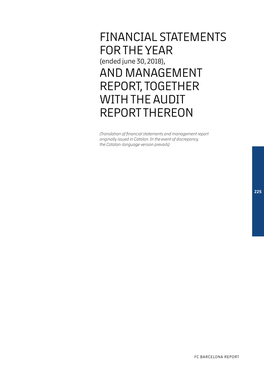 Financial Statements for the Year and Management Report, Together with the Audit Report Thereon