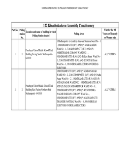 122 Kinathukadavu Assembly Constituency