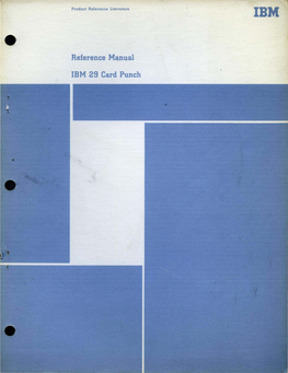 Reference Manual IBM 29 Card Punch