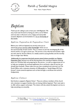 Baptism Information Letter Service