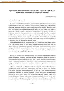 Representations of the Environment in Hayao Miyazaki's Ponyo on the Cliff by the Sea : Japan's Cultural Landscape and the Re