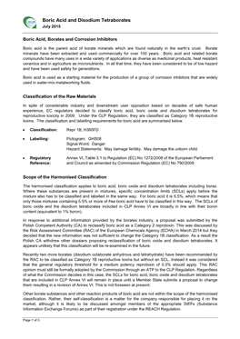 UKLA Boric Acid and Disodium Tetraborates