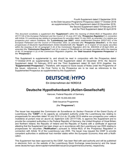 Deutsche Hypothekenbank (Actien-Gesellschaft) (The "Issuer"): (I) in Respect of Non-Equity Securities Within the Meaning of Art