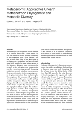 Metagenomic Approaches Unearth Methanotroph Phylogenetic and Metabolic Diversity