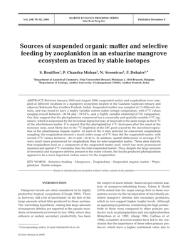 Sources of Suspended Organic Matter and Selective Feeding by Zooplankton in an Estuarine Mangrove Ecosystem As Traced by Stable Isotopes