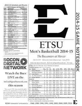 2014-15 GAME NOTEBOOK Men's Basketball 2014-15