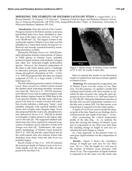 Modeling the Stability of Ontario Lacus on Titan A