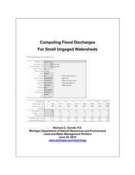 Computing Flood Discharges for Small Ungaged Watersheds