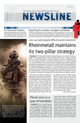 Rheinmetall Maintains Its Two-Pillar Strategy Düsseldorf